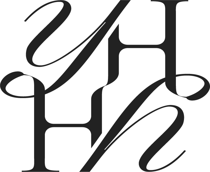 Elegant black intertwined YH letters on transparent background